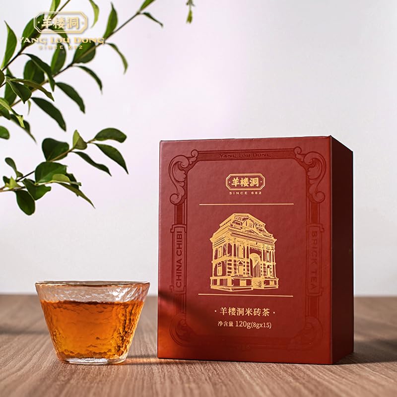 Yangloudong Mi Brick Black Tea - 4.2oz Organic Compressed Chinese Tea with 15 Individually Packed Full-Leaf Teabags for Breakfast & Afternoon