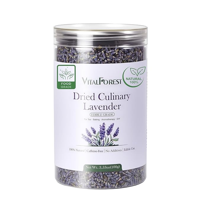 Dried Culinary Lavender – 100% Natural Food Grade Lavender Buds Herbs Tea, 3.53oz (100g), Edible Lavenders Flowers for Drinks, Baking, Cooking, Tea
