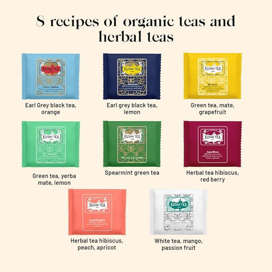Kusmi Tea - Sampler Assortment Variety Box - Gift Idea for Men and Women - Organic Tea - Green Tea, Black Tea, Herbal Tea, Detox - A Selection of 8 Iconic Blends - 24 Tea Bags