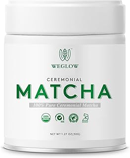 WEGLOW Matcha Power Organic Ceremonial Grade Matcha Powder -First Harvest Ceremonial Grade Matcha Green Tea Powder，KOSHER & SGS Certified(30g/1.06oz)