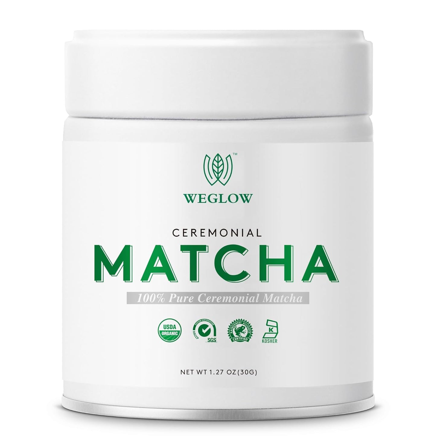 Weglow Matcha Power Organic Ceremonial Grade Matcha Powder -First Harvest Ceremonial Grade Matcha Green Tea Powder，KOSHER & SGS Certified(30g/1.06oz)