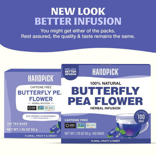 HANDPICK Butterfly Pea Flower Tea (100 Count)Quality Dried Flowers
