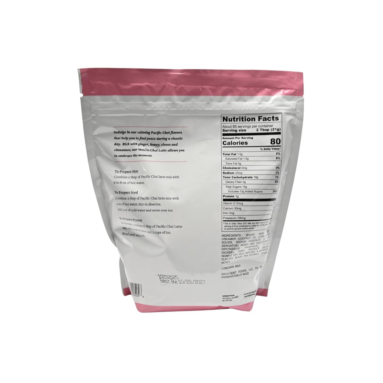 Pacific Chai Vanilla Chai Latte Mix, Instant Chai Tea Latte Powder Drink Mix, Gluten Free, Kosher, Spiced Tea Latte, 3 LB