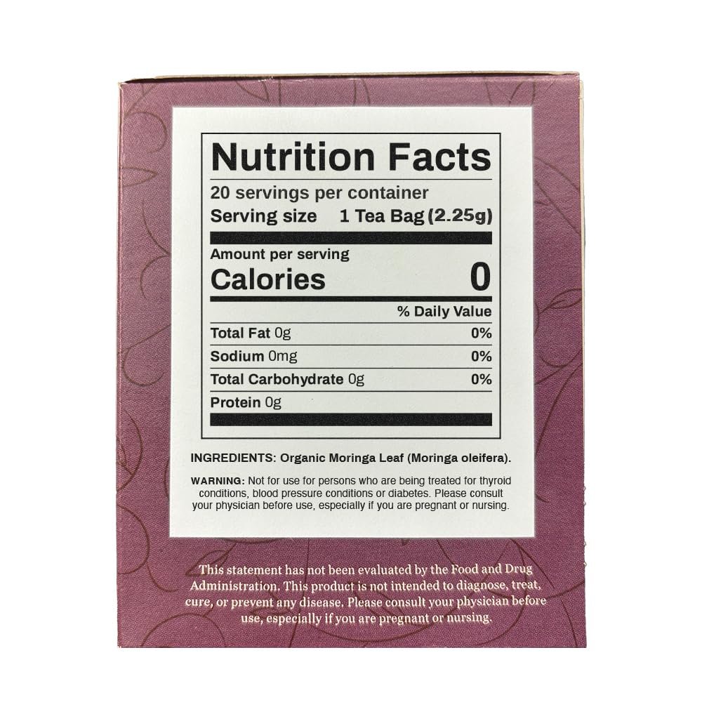 Positively Botanicals, Organic Moringa Leaf Herbal Tea Bags, 20 Count