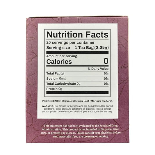 Organic Positively Botanicals Company, Moringa Leaf Herbal Tea Bags, 20 Count