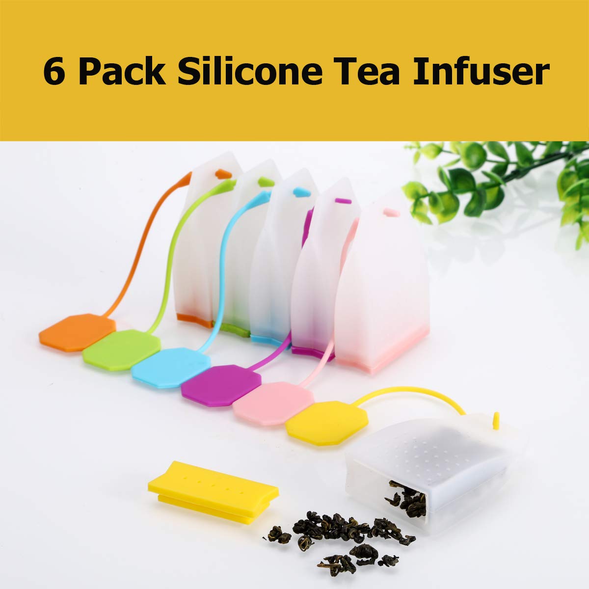 Ecurfu 6 Pack Silicone Tea Infuser, Reusable Tea Bags Tea Strainer Filter Tea Steeper Tea Diffuser Tea Holder for Loose Leaf
