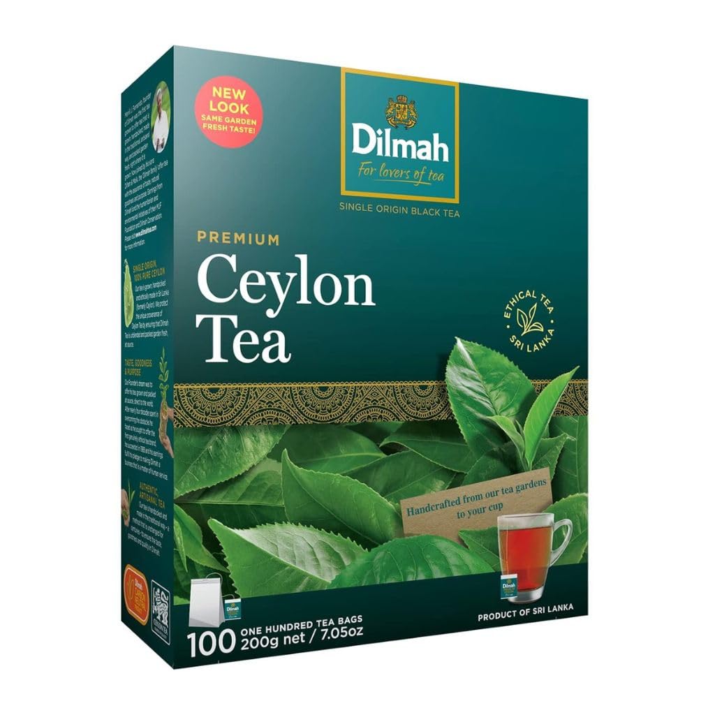 Dilmah Premium Ceylon Tea – 100 Tea Bags (200g), Pure Sri Lankan Black Tea (7.05 oz)