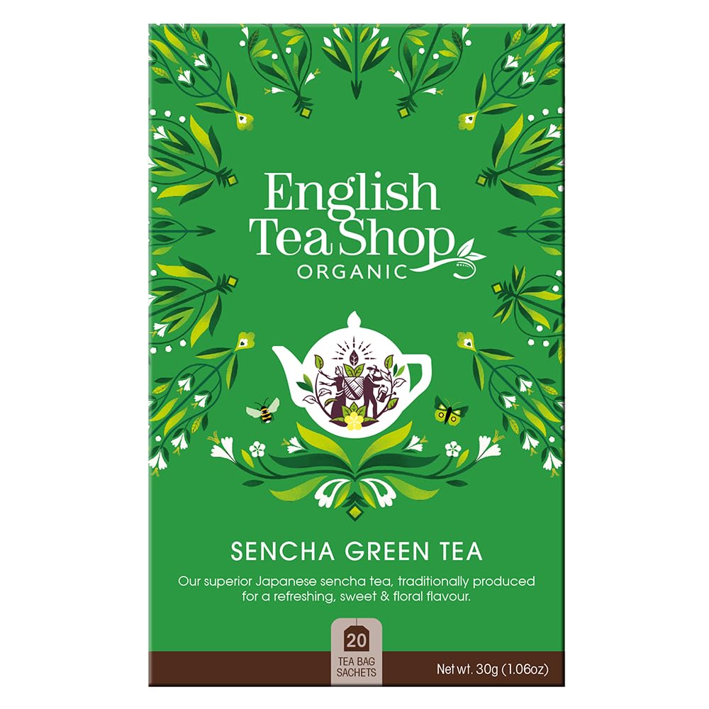 English Tea Shop Organic Sencha Green Tea - 20 Tea Bag Sachets, 30g