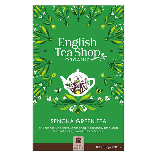 English Tea Shop Organic Sencha Green Tea - 20 Tea Bag Sachets, 30g