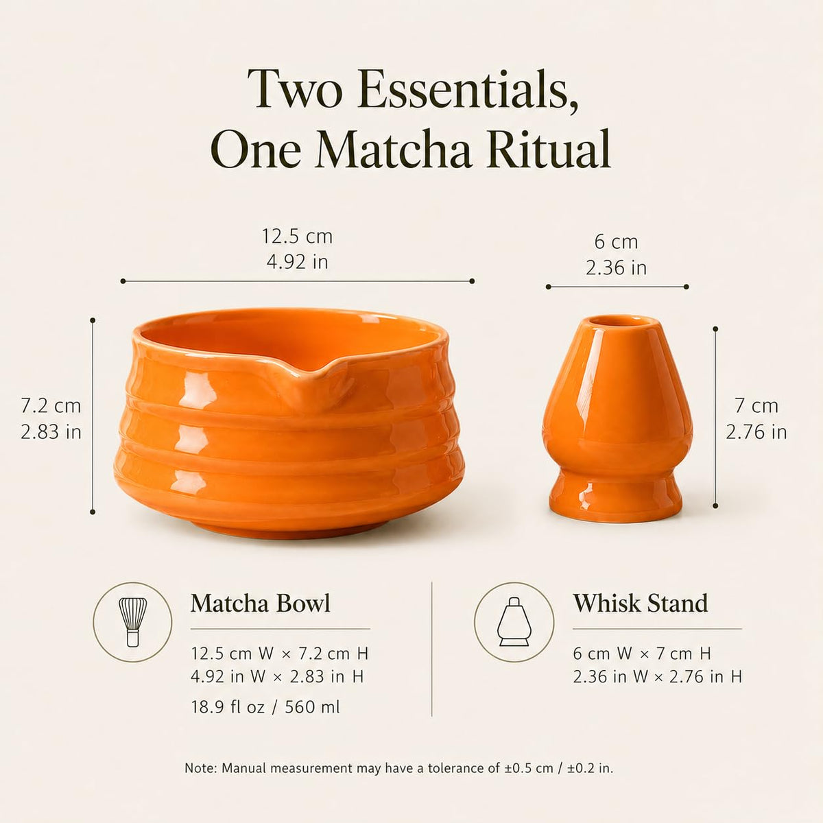 JavaNest Matcha Bowl Set with Whisk Holder, 560ml Ceramic Chawan