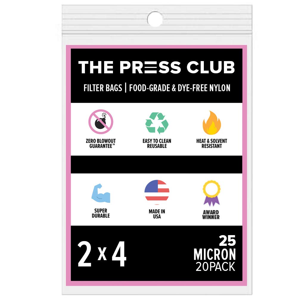 The Press Club 25 Micron | Premium Nylon Tea Filter Bags | 2" x 4" | 20 Pack