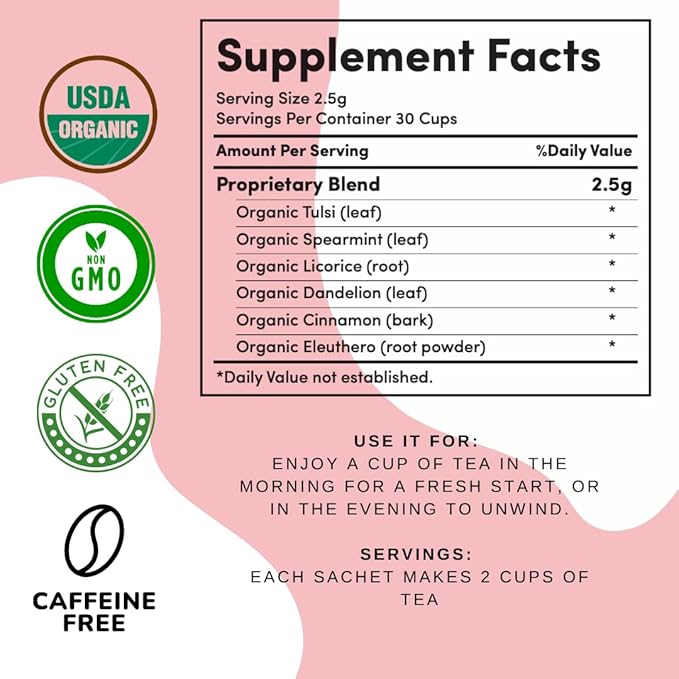 AutoimmuniTea – AIP Balance Tea for Women, Autoimmune Protocol Caffeine Free Eleuthero Tulsi, Spearmint, Licorice Tea Bags
