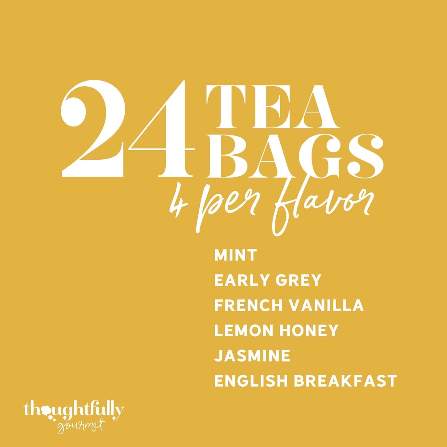 Thoughtfully Gourmet Cat Lover's Tea Gift Set: Includes 24 Teas in 6 Flavors with Stylish Cat Art and Fun Quotes for Cat Moms and Dads, Set of 24