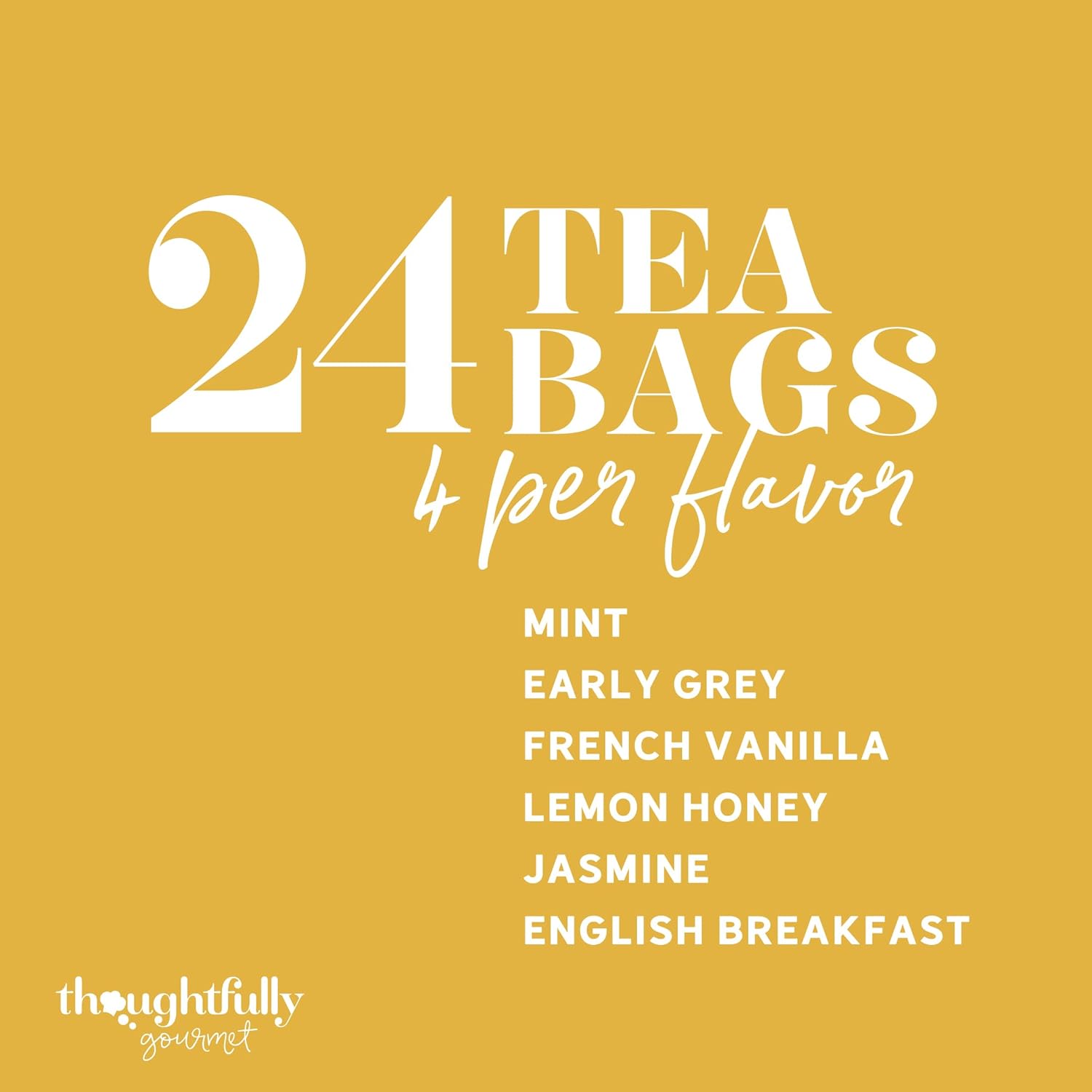 Thoughtfully Gourmet Cat Lover's Tea Gift Set: Includes 24 Teas in 6 Flavors with Stylish Cat Art and Fun Quotes for Cat Moms and Dads, Set of 24