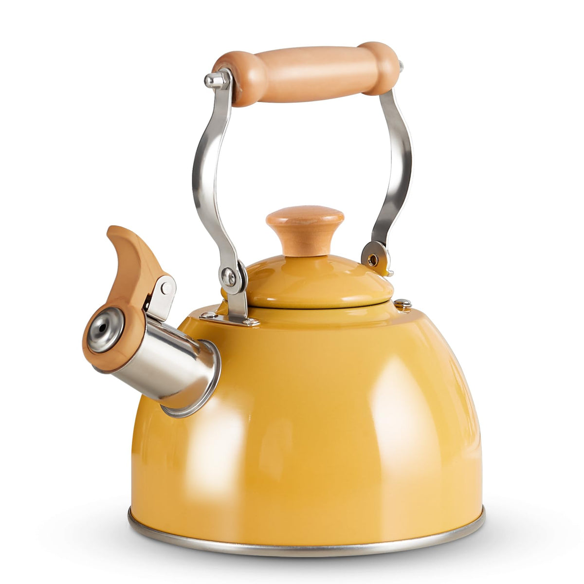 ROCKURWOK Whistling Tea Kettle, Tea Pot All Stovetop Safe, 1.6 Quart Yellow