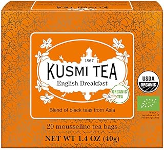 Kusmi Tea - English Breakfast - Organic English Breakfast Black Tea - Ceylon & Assam Black Teas - Smooth, Flavourful, Robust, Caffeinated Tea - 20 Tea Bags