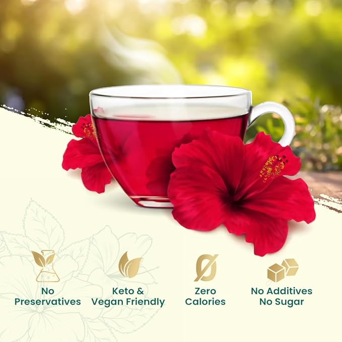NaturalEvity Hibiscus Tea Bags (50 Count) – Flor de Jamaica Herbal Tea – Ayurveda Inspired, Naturally Antioxidant-Rich, Caffeine-Free & Non-GMO – Premium Sun-Dried Hibiscus Flowers, Eco-Conscious Packaging