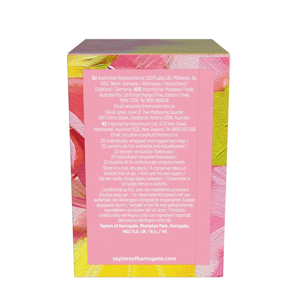 Taylors of Harrogate Rose Lemonade Herbal Tea Bags, 20ct (Pack of 6)