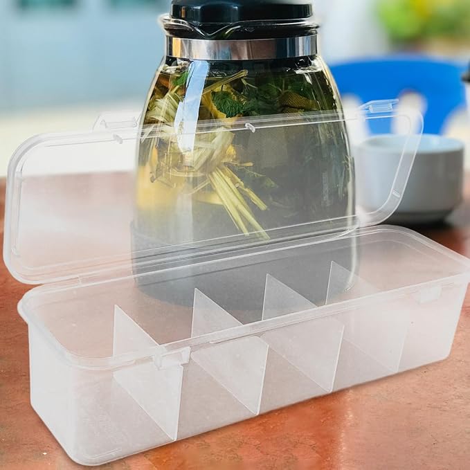 Elegant Tea Bag Holder Container and Sugar Packet Organizer with Lid Compact Storage Box for Kitchen Office Coffee Shops and Milk Tea Stores