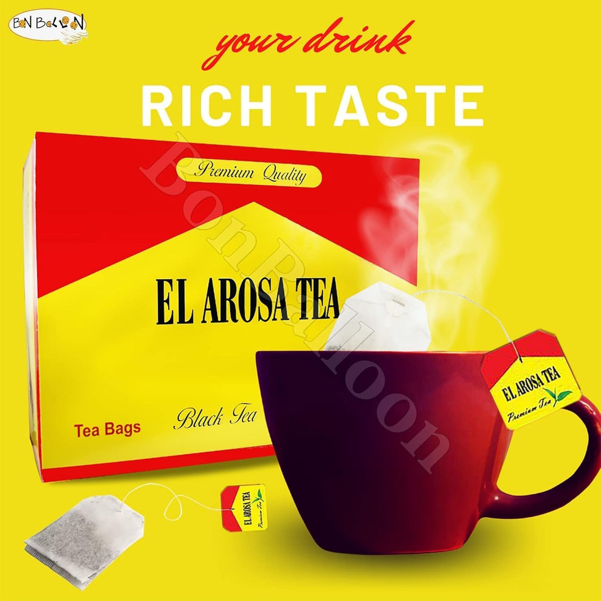 Egypt El Arosa Kenyan Black Dust Tea Bags Envelope Natural Daily Healthy Tea Cup (100 Tea Bags)