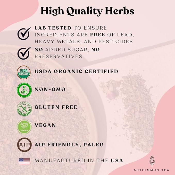 AutoimmuniTea – AIP Balance Tea for Women, Autoimmune Protocol Caffeine Free Eleuthero Tulsi, Spearmint, Licorice Tea Bags