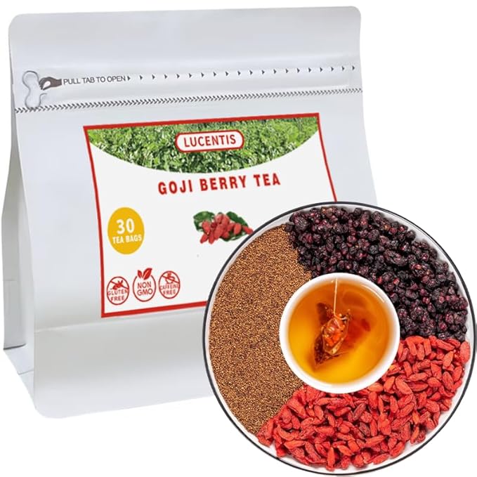 Goji Dodder Seed Five Flavor Berry Men’s Herbal Blend Tea – 枸杞菟丝子五味子茶 – 3.5oz/100g (30 Pyramid Tea Bags), Natural, Caffeine-Free, Non-GMO