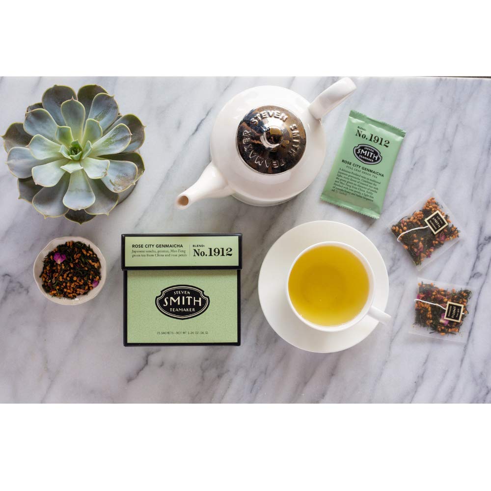 STEVEN SMITH TEAMAKER Smith Teamaker | Rose City Genmaicha No. 1912 - Sencha, Genmai, Mao Feng Green Tea & Rose Petals