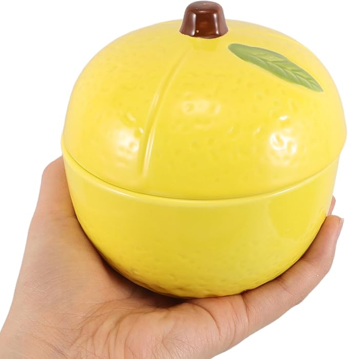 Toyvian Airtight Round Ceramic Lemon Container with Lid for Kitchen Storage Versatile Food Jar for Sugar Seasoning Snacks Elegant Ceramic Storage Pot