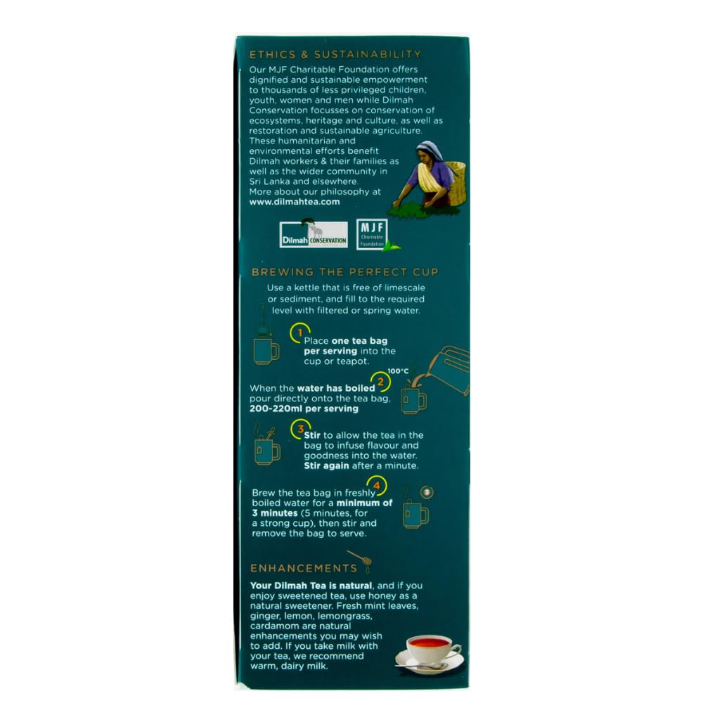 Dilmah Premium Ceylon Black Tea - 100 Tea Bags (Single Pack)-Strong, Robust, and Aromatic for everyday drinking-Unblended Single origin teas packed at the source.