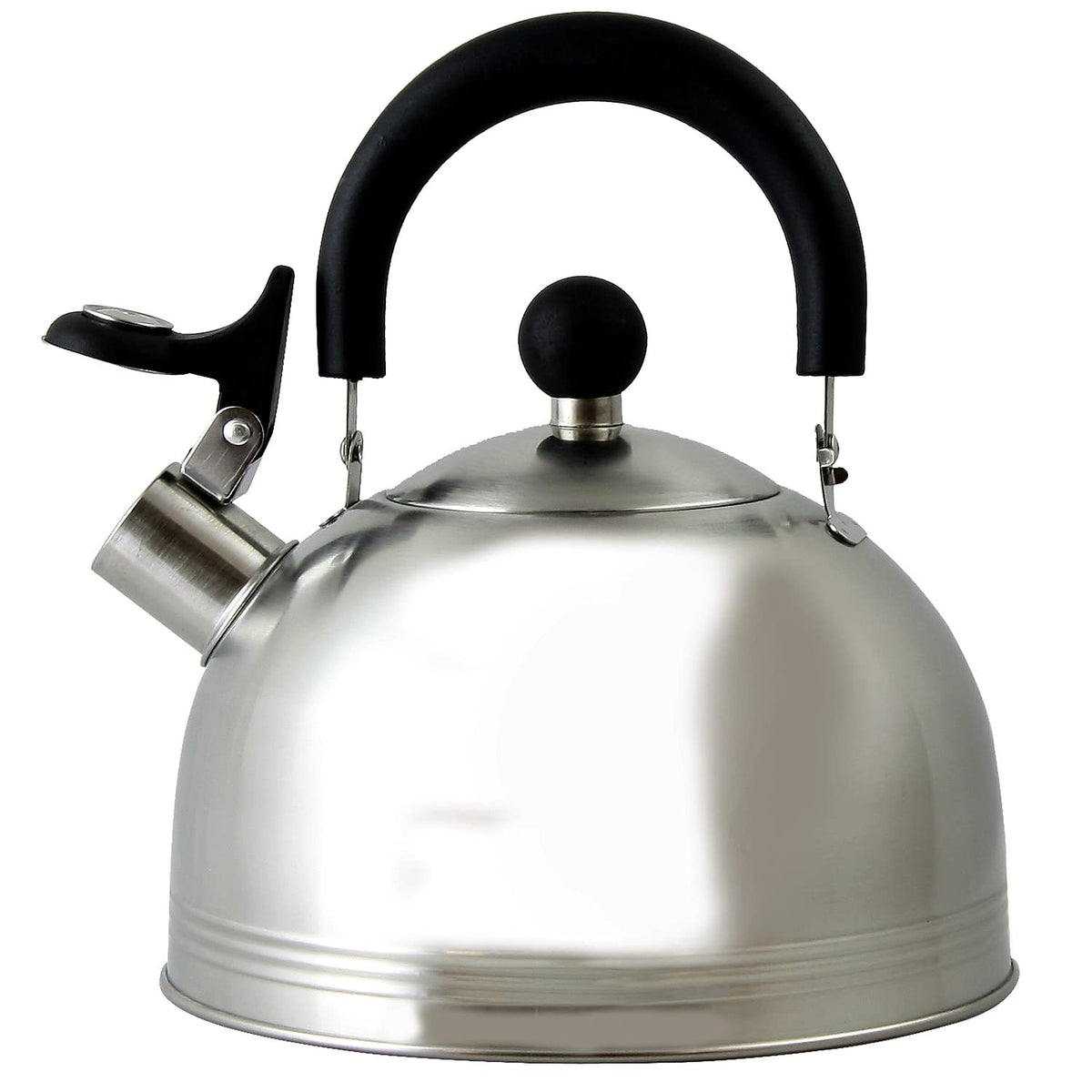 Mr. Coffee Carterton Stainless Steel Whistling Tea Kettle – 1.5-Quart Capacity, Mirror Polish Finish, Durable Tea Kettle for