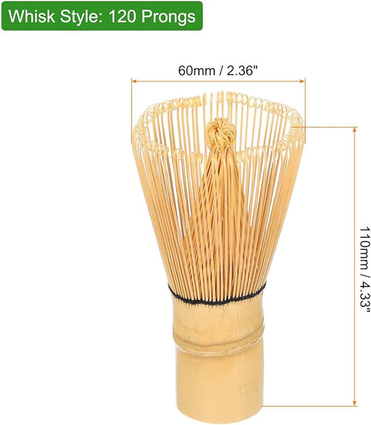 Harfington Matcha Green Tea Whisk 120 Prongs Japanese Bamboo Whisk Chasen Preparing Matcha Powder Brush Tool Tea Traditional Scoop, Yellow