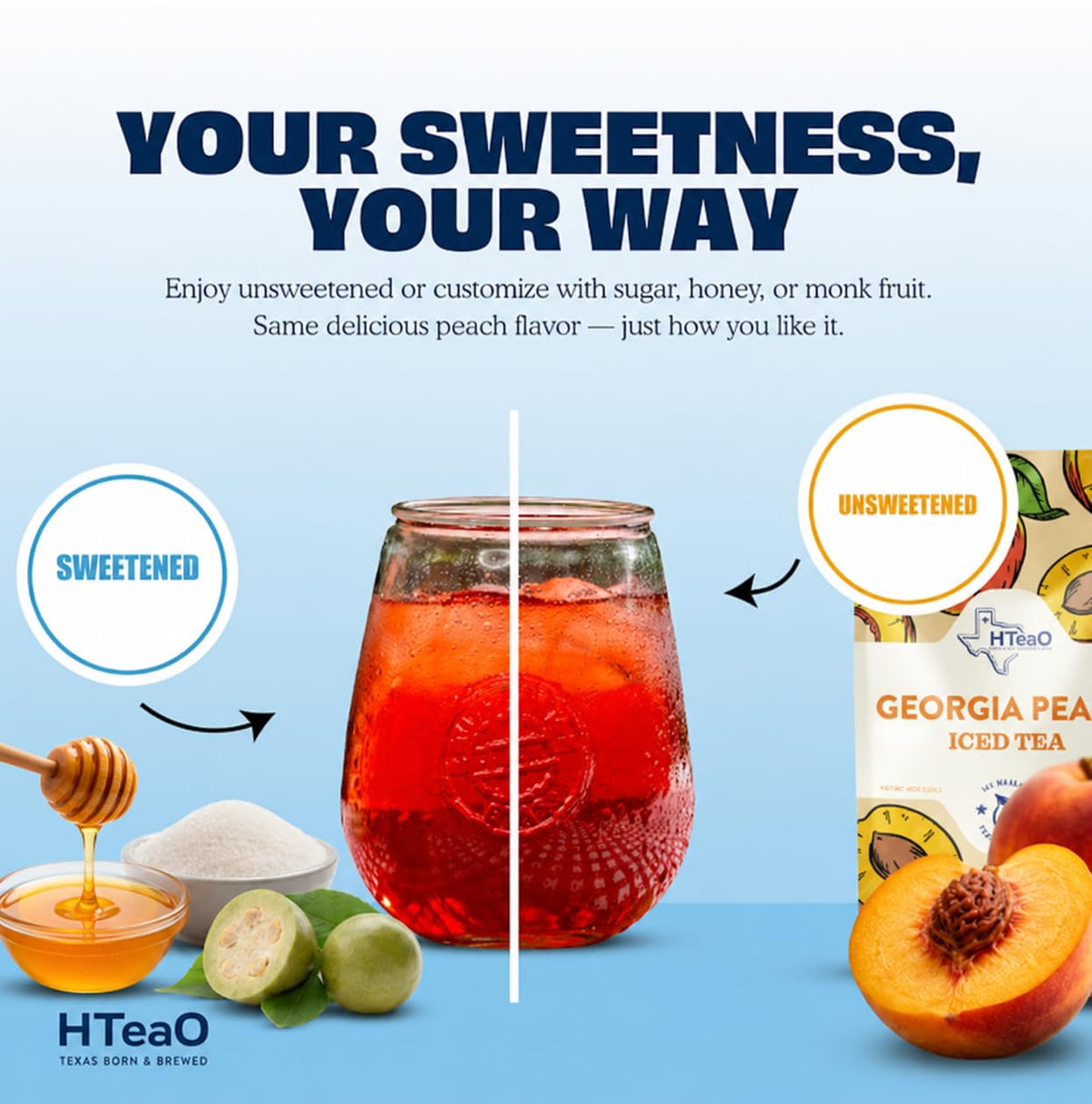 HTeaO Peach &amp; Hibiscus Iced Tea Bags - Makes 4 Gallons - Texas Style