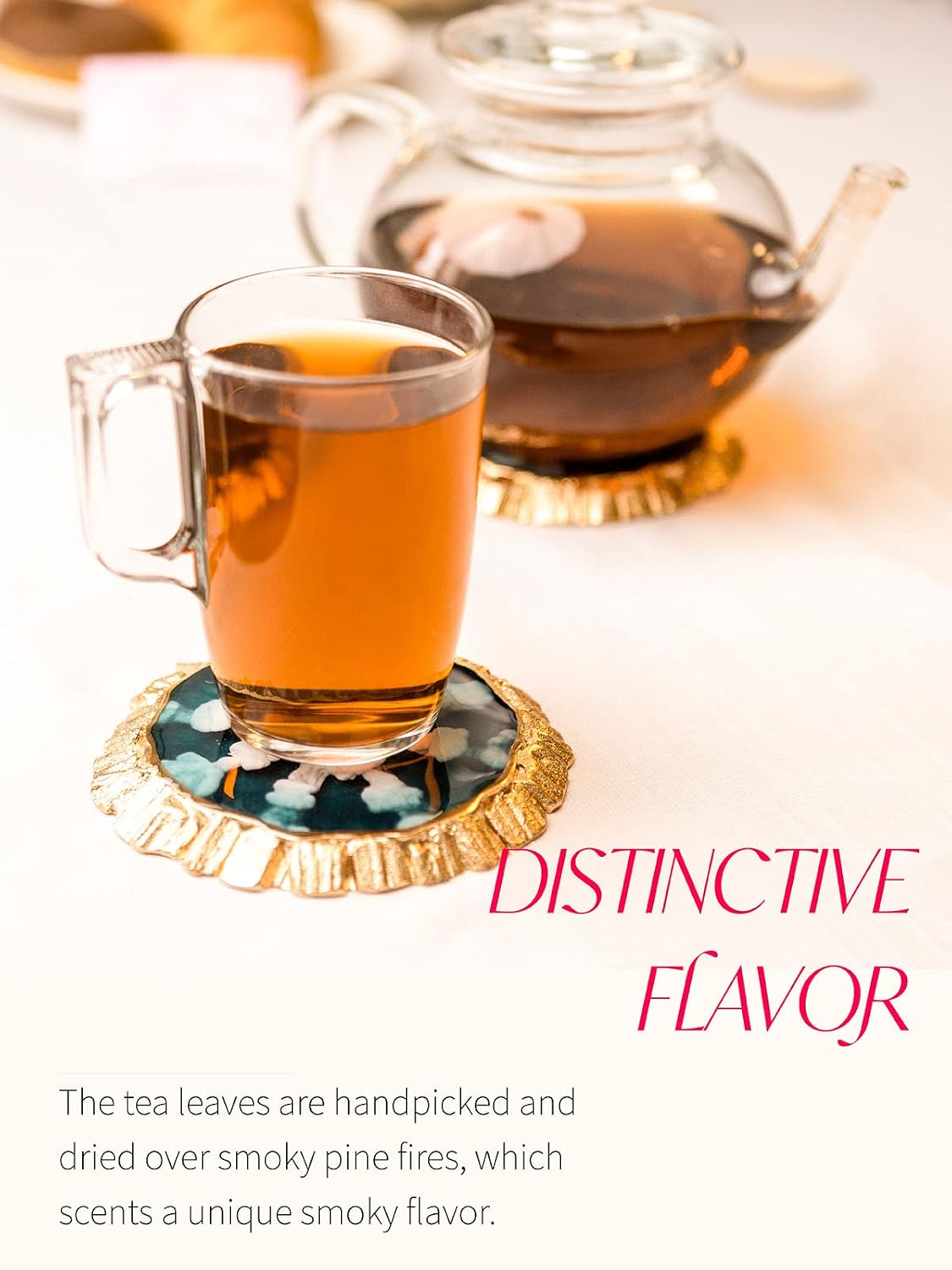 TeeLux Lapsang Souchong Tea, Smoked Black Tea Loose Leaf, Caffeinated, 8oz | Rich Smoky Aroma, Bold &amp; Smooth Taste, Traditional Chinese Smoked Tea, Hot or Iced, Foil-Lined Resealable Pouch