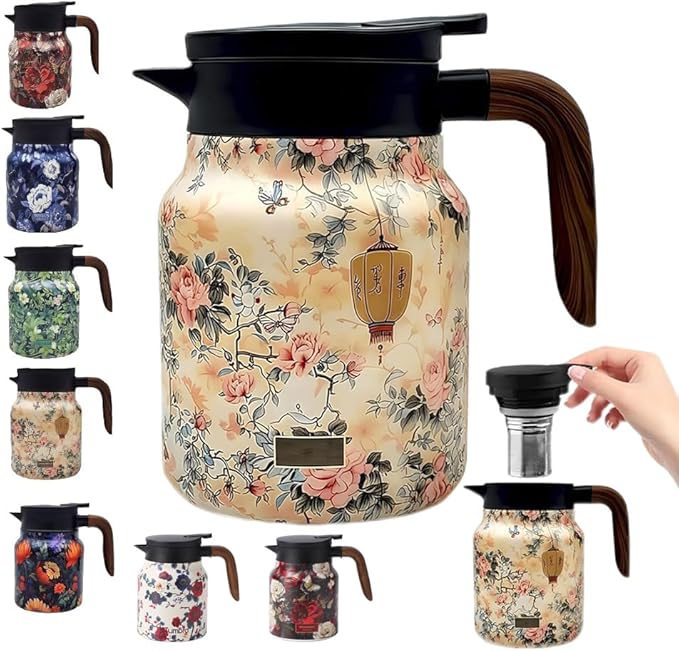 Vintage Floral Pattern Tea Pots – Built-in Infuser,Vintage Floral Teapot with Built In Infuser Stain