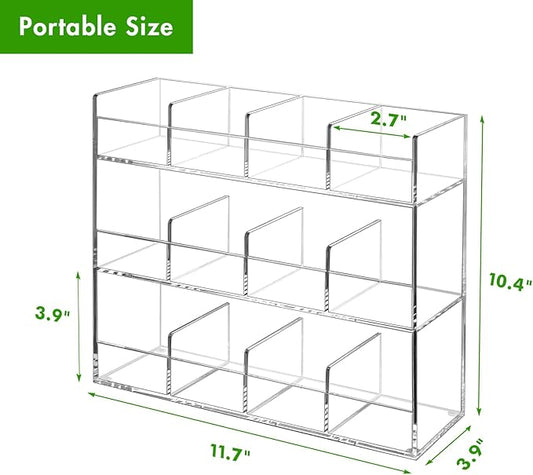 Beygorm Acrylic Tea Bag Organizer for 216 Tea Packets, No Assembly Required, Display Holder for Countertop or Cabinet