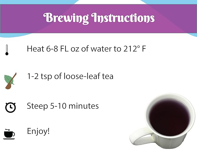 Tea Whisker - Purple Rain, Butterfly Pea & Hibiscus, Floral Herbal, Loose Leaf Tea, 4 Ounce Pouch, Serve Iced or Hot, Non-Caffeinated