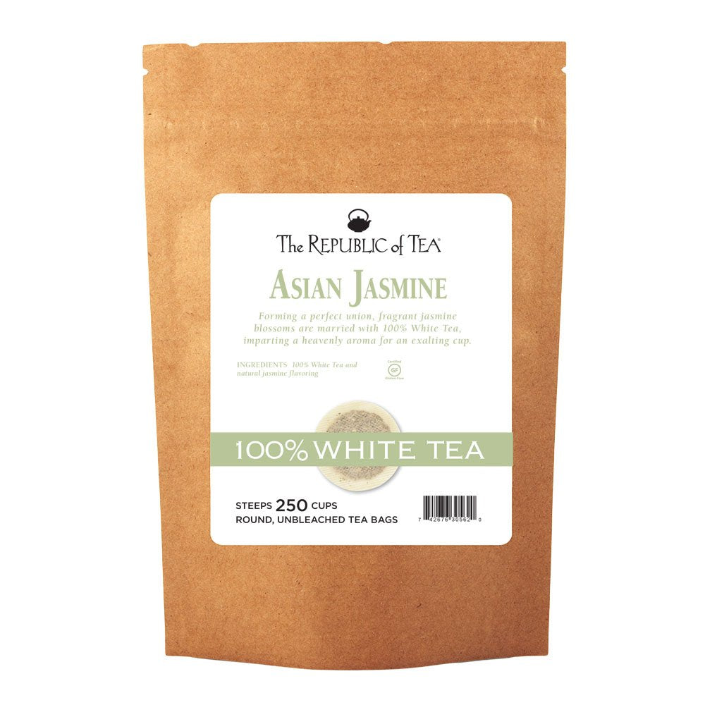 The Republic of Tea – Asian Jasmine 100% White Tea Bags, Steeps 250 Low-Caffeinated Cups