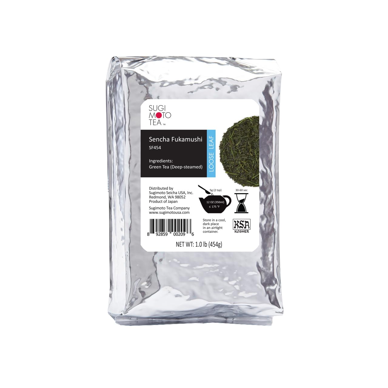 SUGIMOTO TEA Japanese Sencha Fukamushi Green Tea Loose Leaf Bulk 1.0 lb