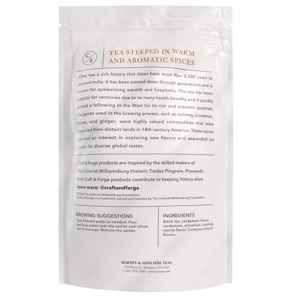 Colonial Williamsburg Craft & Forge Chai Tea, by Harney & Sons, 50ct sachet