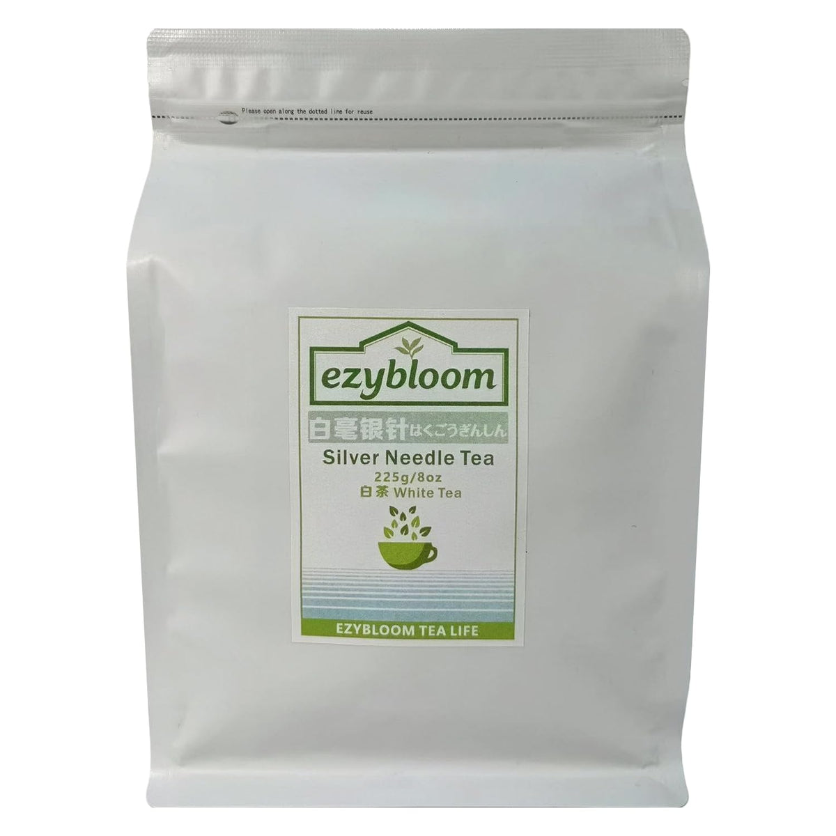 Ezybloom Silver Needle White Tea, Fuding Baihao Yinzhen Tea, Pesticide-Free, Early Spring Harvest, Loose Leaf, 8oz/225g