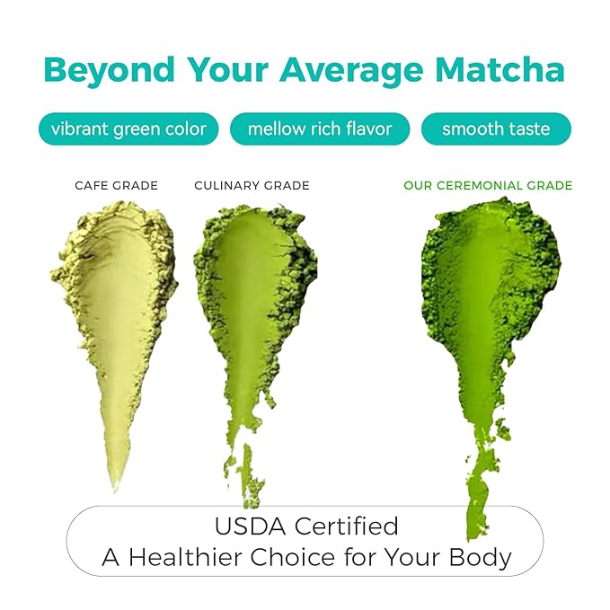 Emerail Matcha Powder Ceremonial Grade, USA Organic Matcha Green Tea Powder, Premium First Harvest, Sugar-Free Gluten-Free Vegan (60g / 2.1oz)
