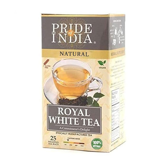 Pride of India | Jasmine Rose Royal White Tea | 15 Pyramid Full Leaf Individually Wrapped Tea Bags | Smooth & Sweet Flavor | Soothing & Calming Experience | Less Caffeine, Non-Bioengineered