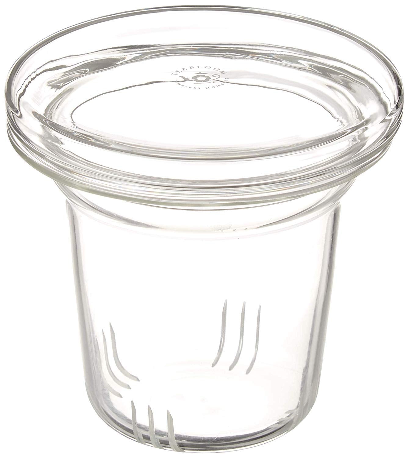 Teabloom Universal Glass Tea Infuser with Dual-Purpose Lid/Coaster – Hygienic, Non-Toxic Glass Filter for Loose Tea Leaves
