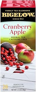 Bigelow Cranberry Apple Herbal Tea Bags 28-Count Box (Pack of 1) Cranberry Apple Hibiscus Flavored Herbal Tea Bags All Natural Non-GMO