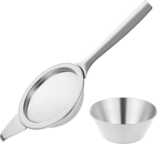 2.2" Matcha Strainer Fine Mesh Small Metal Sifter Tea Strainers Small Sifter for Matcha Filter with Handle Mini Sieve Stainless Steel for Loose Tea Coffee Cocktail, Silver