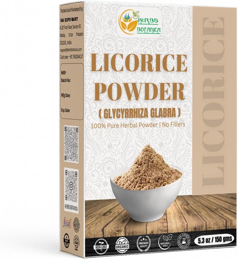 Herbs Botanica Licorice Powder 100% Pure &amp; Natural Licorice Root Powder for Herbal Tea, Skin Care, &amp; DIY Beauty Natural Licorice Root Supplement 5.3 oz Resealable Pack