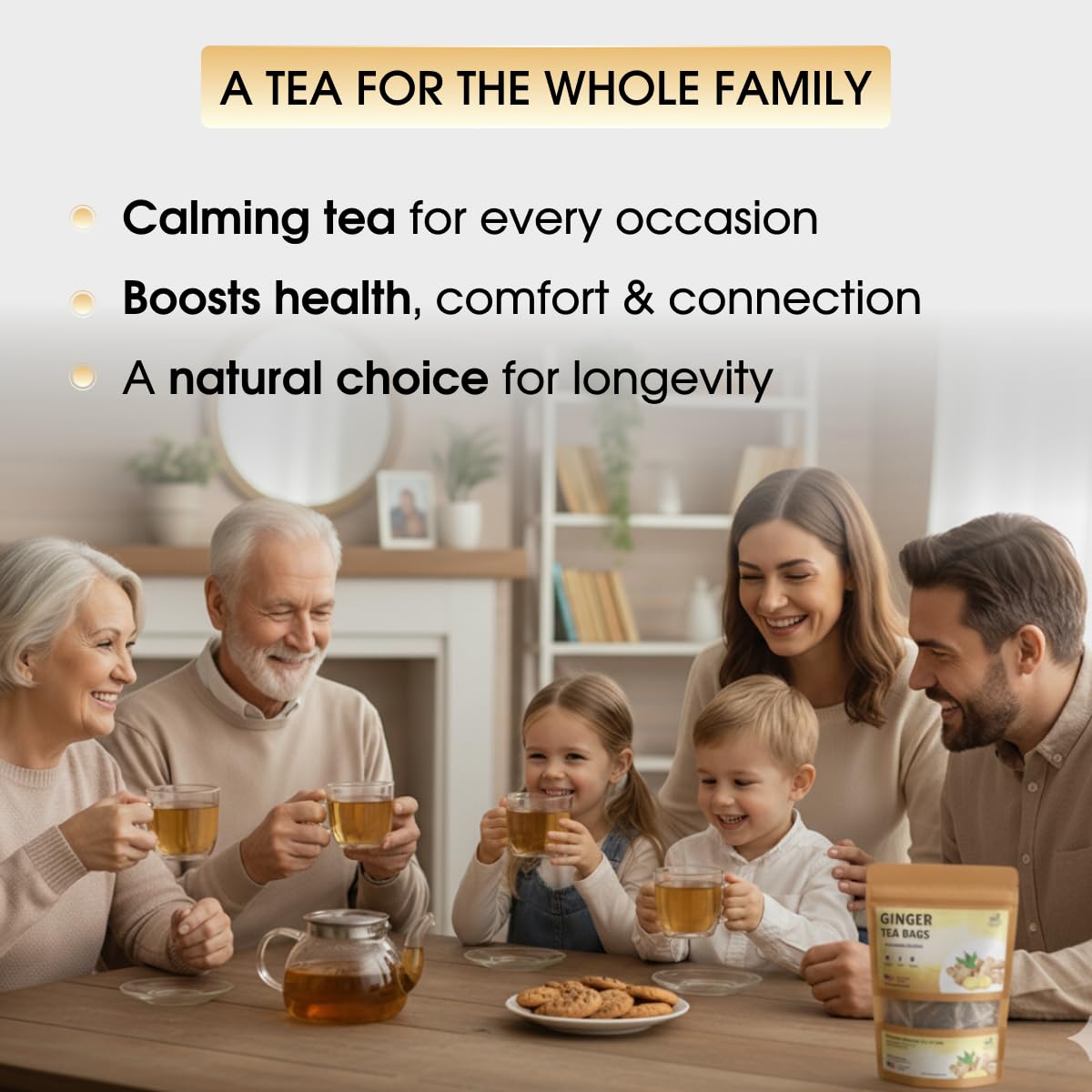 Ginger Tea Bags – 50 Bags – Premium &amp; Spicy Ginger Herbal Tea – Made with Natural Ginger, Caffeine-Free and Gluten-Free Herbal Tea with Smooth Taste (50 Count)