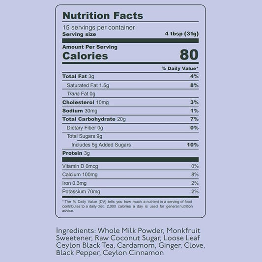 Kola Goodies Masala Chai Tea Latte Powder – Cozy Holiday Spiced Tea Mix with Ceylon Black Tea & Warming Spices – Instant Chai Latte Drink – Fall & Winter Favorite – Low Sugar – 15 Servings