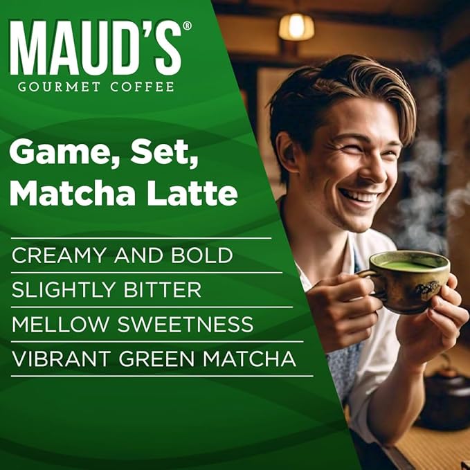 Maud's Matcha Latte Pods, 16 ct, Recyclable Single Serve Tea Pods - Compatible with Keurig K Cups Maker