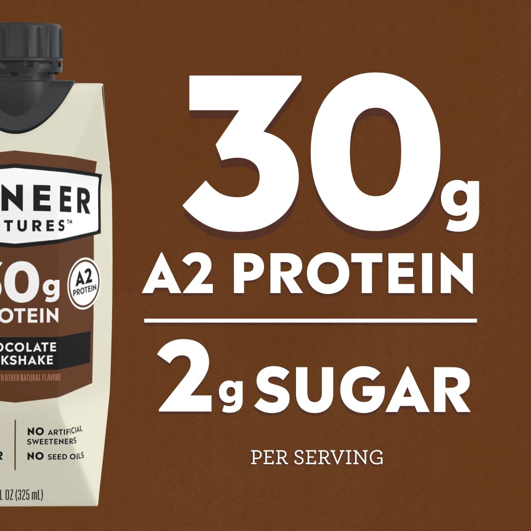 Pioneer Pastures High Protein A2 Milkshakes, Chocolate, 11oz, 12 Pack